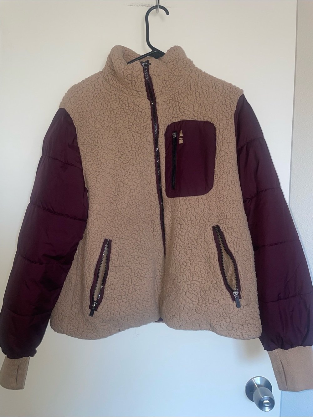 Bass Outdoor Burgundy and Cream Sherpa Jacket